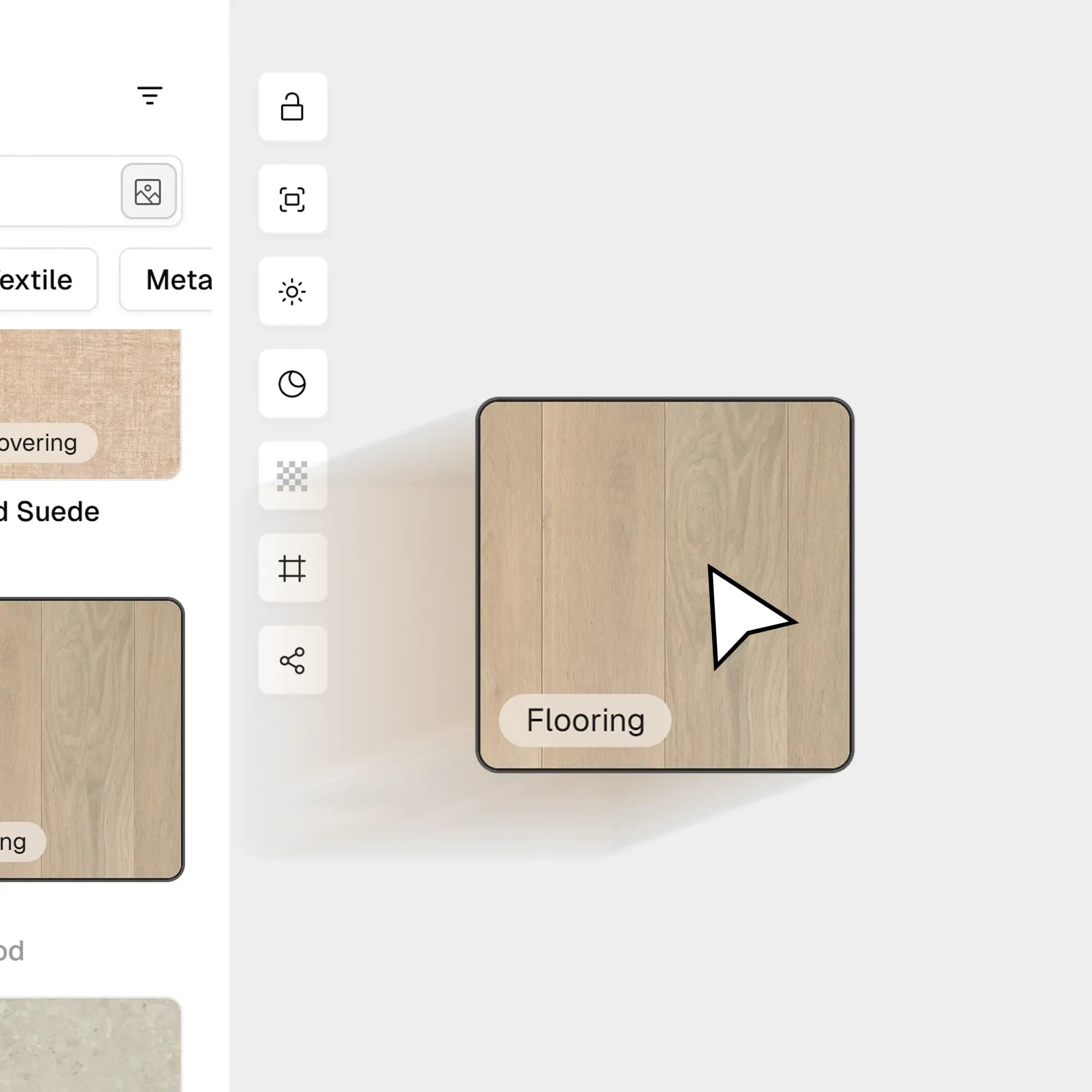Drag and drop material samples to add materials to material board