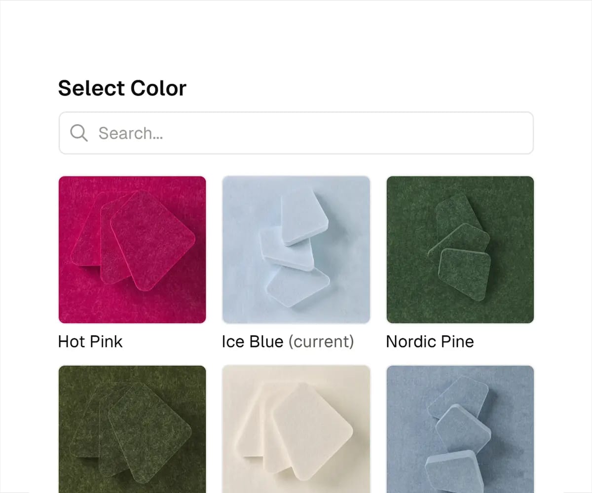 Select product variations from product panel