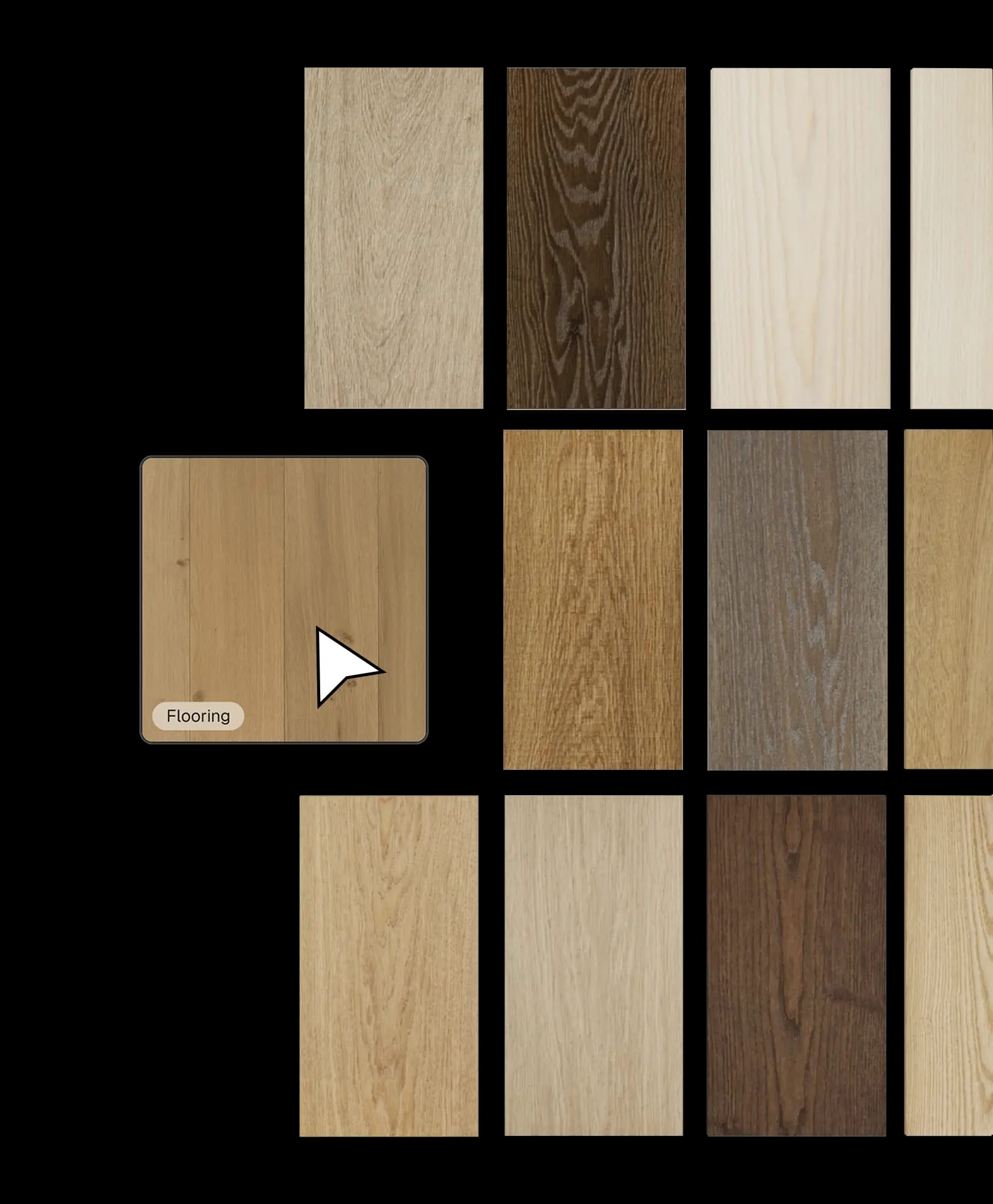 Fast prototyping material board with virtual material sapmles for efficient design