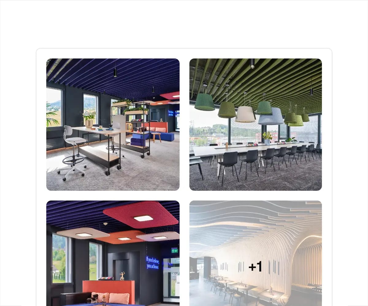 Display of project photos of the product from product panel