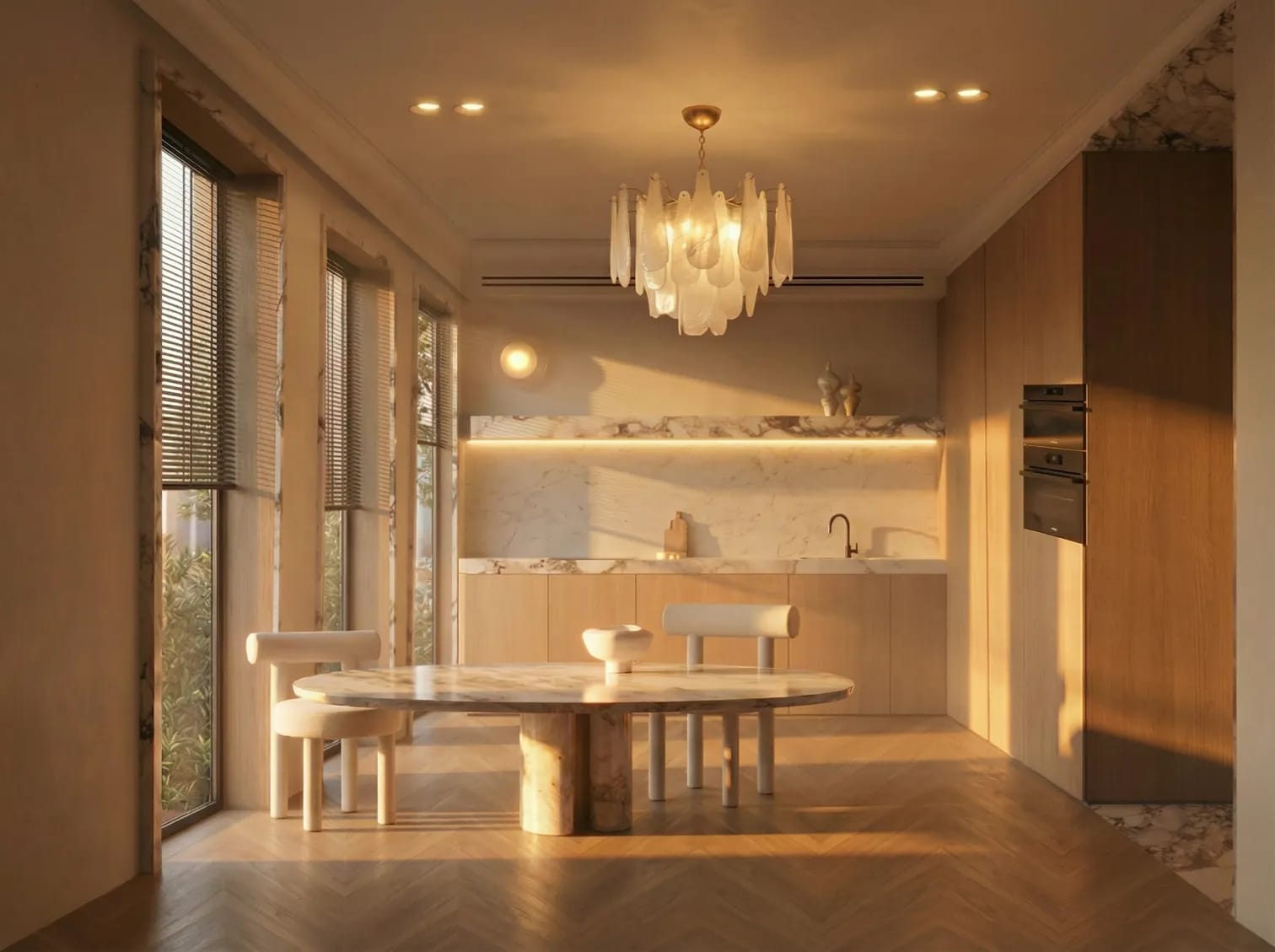 Convert the image to a real-life rendering in sunset lighting.