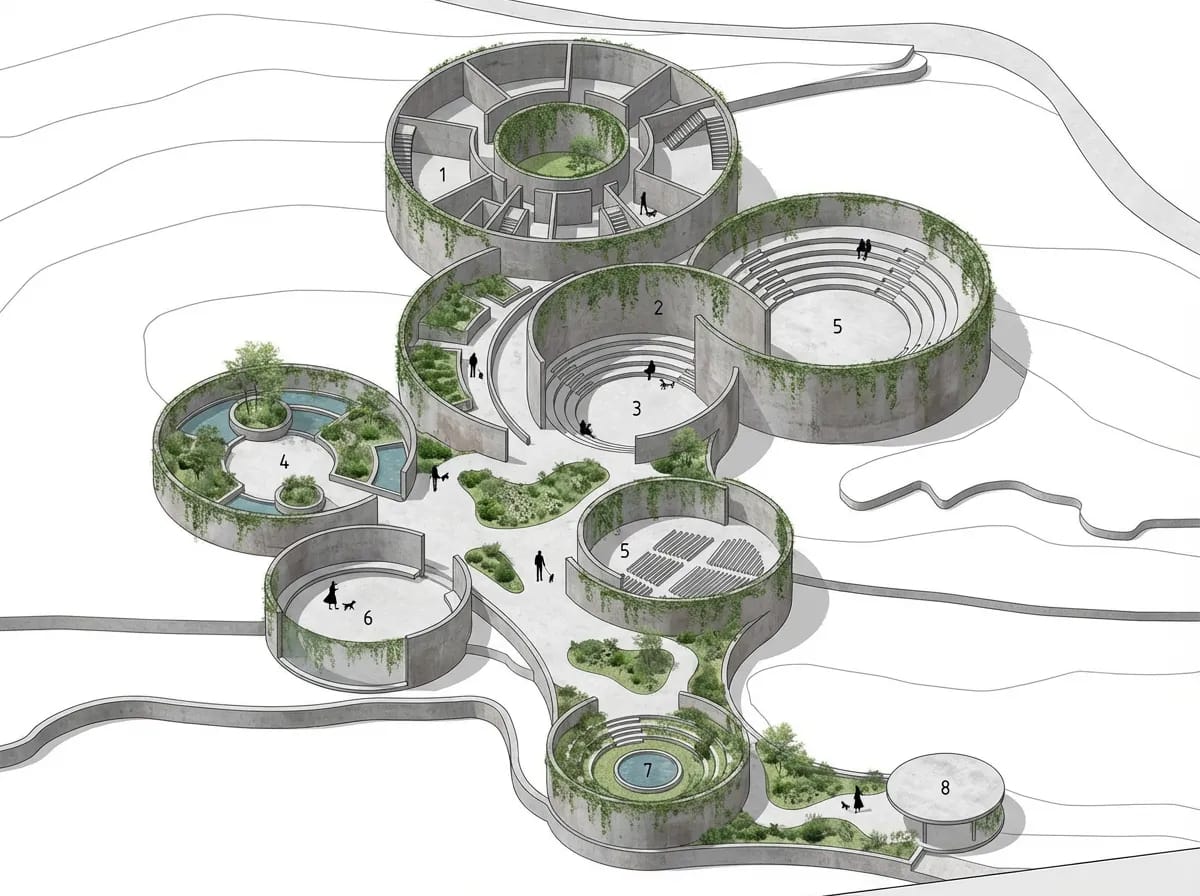Use the plan drawing and generate a rendering of the design following the reference image style.