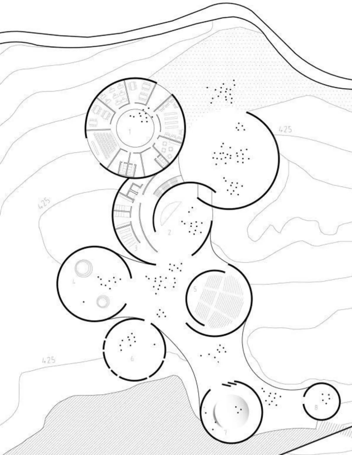 Use the plan drawing and generate a rendering of the design following the reference image style.