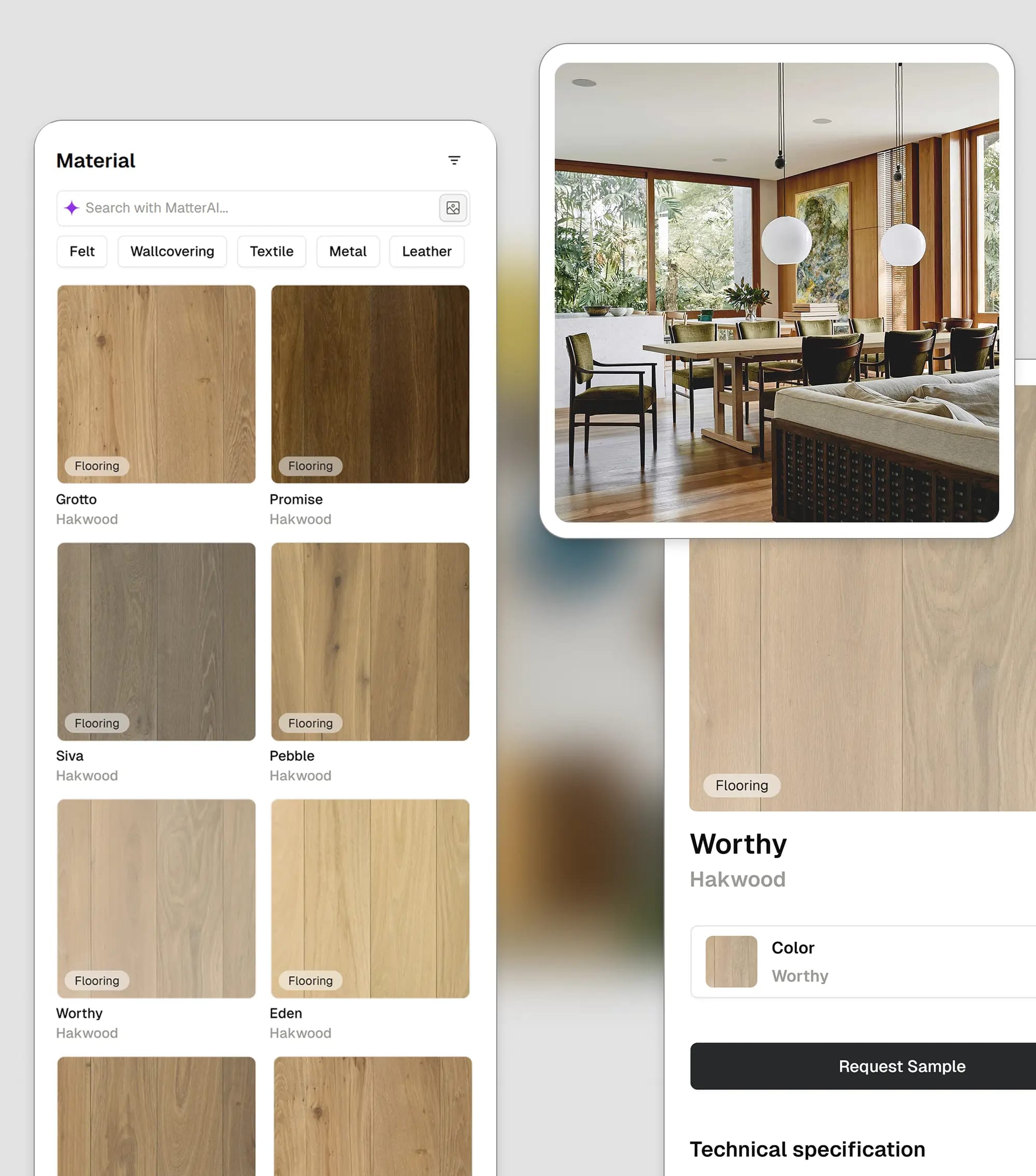 Material board showcasing the process of creating 3D material board
