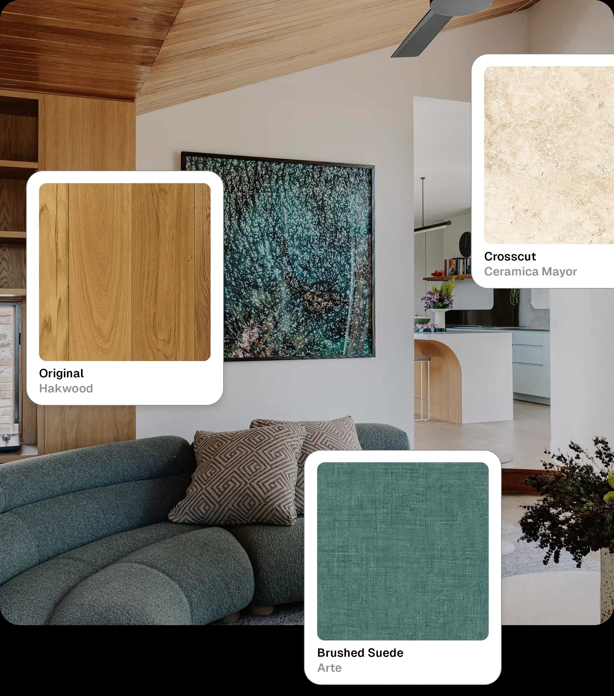 Virtual material samples for streamlining the process of interior design material sourcing
