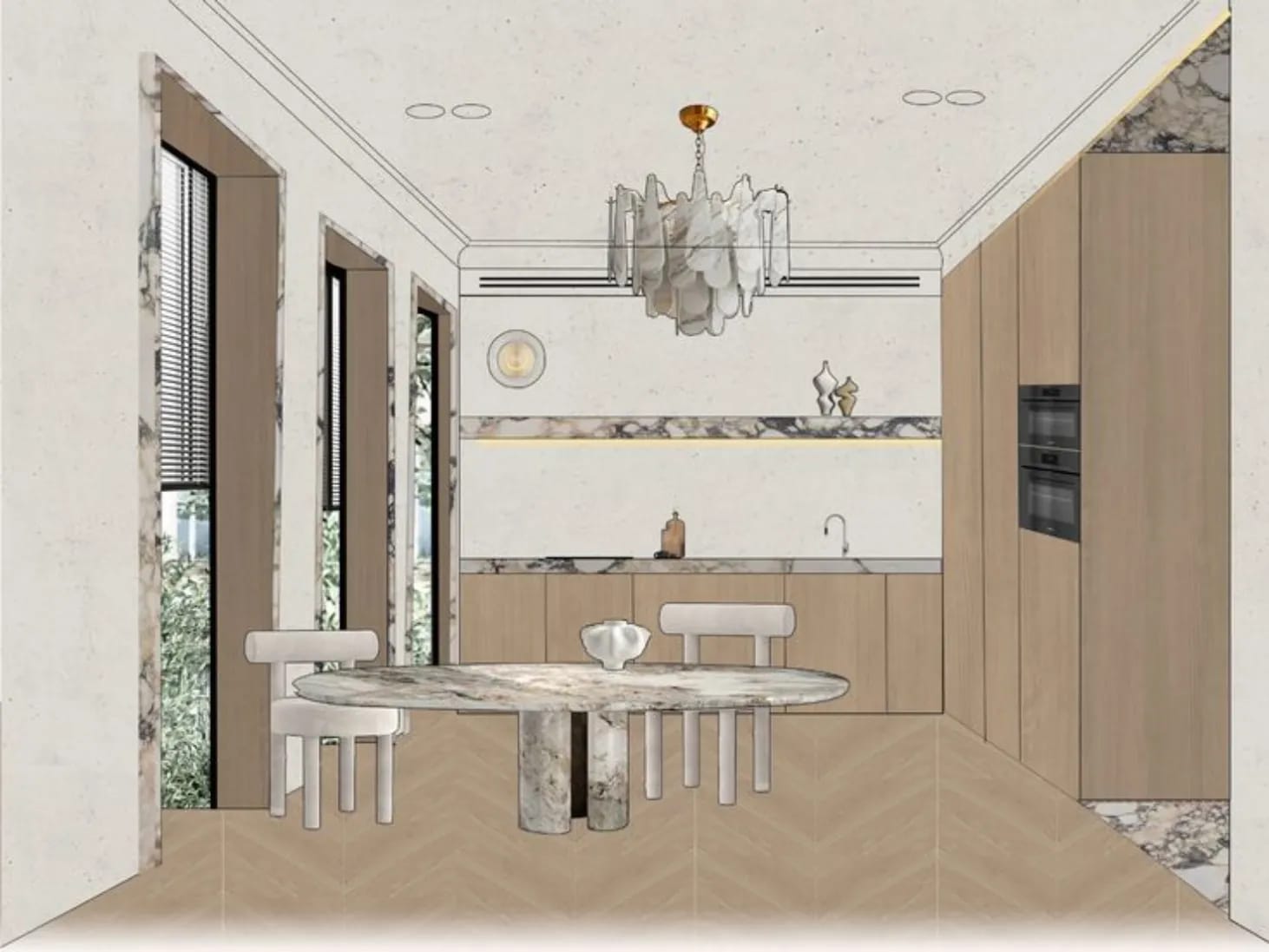 Convert the image to a real-life rendering in sunset lighting.