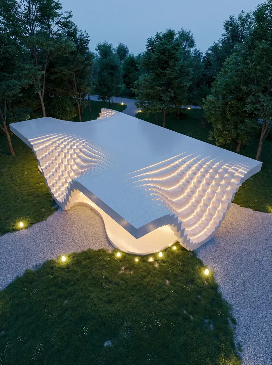 Using the concept model image as a base, generate a rendering in style of the reference image.